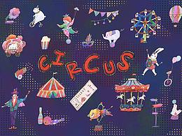 复古风格插画《梦幻乐园马戏团》