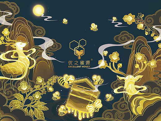 蜂蜜包装插画