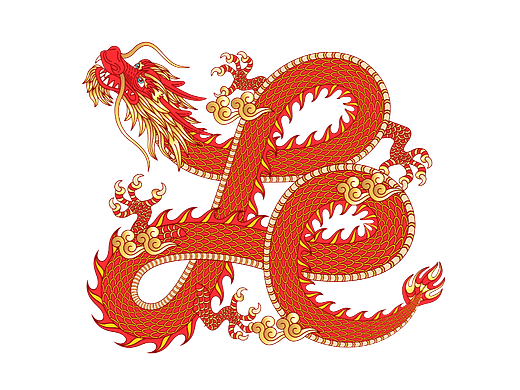 龙矢量抽象绘画