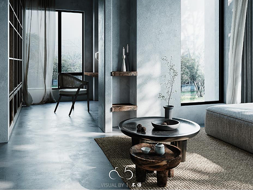 侘寂风家装（灯光渲染）（个人主页-ZNjIxOTYyMzI=） - 家装设计 - 站酷设计师不语温玉原创素材 - 站酷ZCOOL