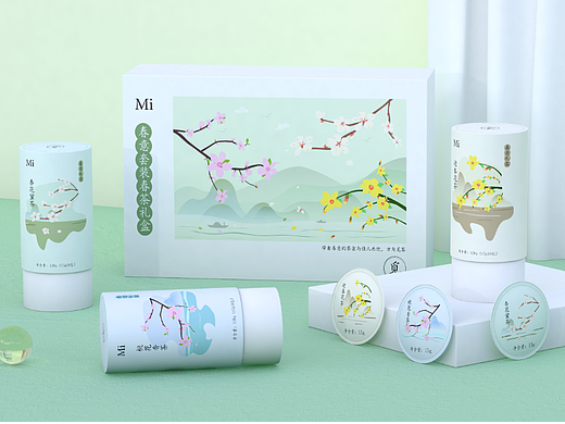 觅~MI~春季花茶礼盒包装设计