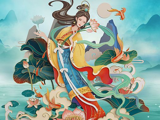数字藏品——八仙之何仙姑，国潮人物插画