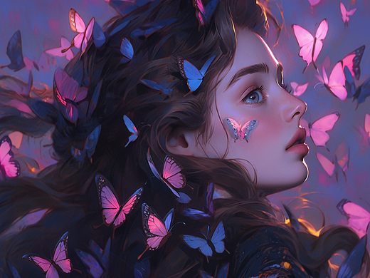 Midjourney 咒语练习|🦋蝴蝶与少女🦋