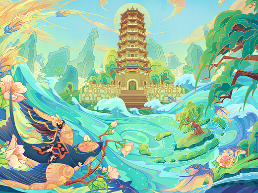 国潮风插画-《台湾·春分》