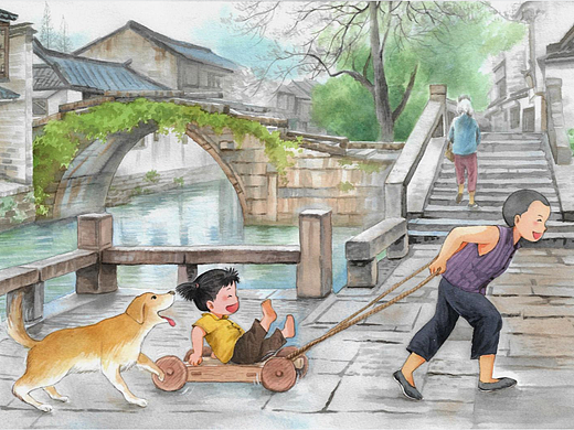 水巷人家故事系列（水彩插图）