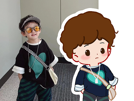 宽松款穿搭小帅哥(商业插画)