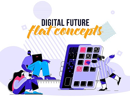 AE模板|简洁卡通循环动画数字未来平面概念标题展示