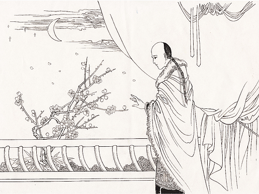 传统连环画，古代人物插画，线描人物场景，中国风绘本