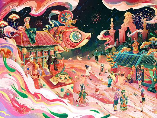 新年国风插画 | 上元灯会