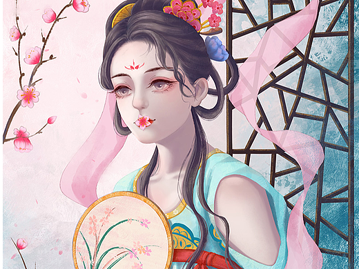 桃花花神插画-商业插画68天前【质感古风】十二花神之-山茶花女神插画