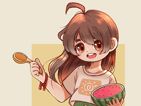 吃西瓜的少女