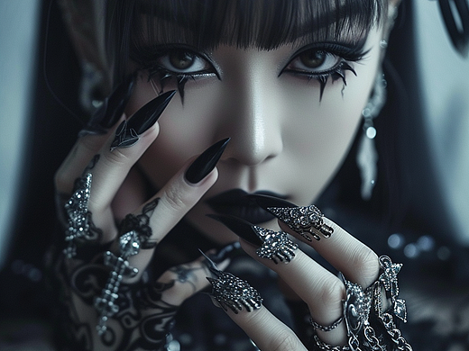 美甲狂- Gothic glomy | midjourney