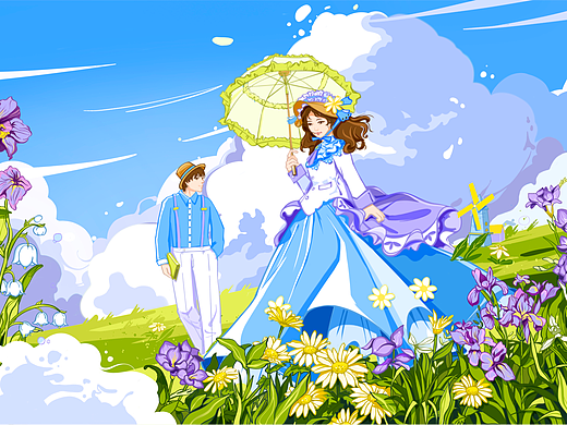 世界名画100×撑阳伞的女人