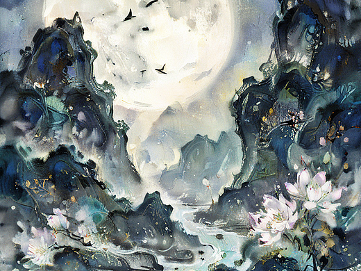 春江潮水连海平，海上明月共潮生。