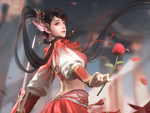 【3D高模作品】美宣作品-玫瑰少女