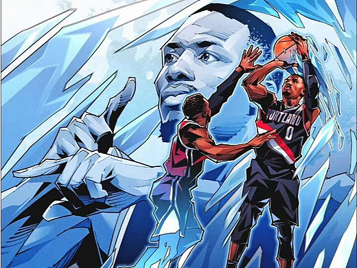 体育篮球NBA利拉德全明星插画美漫写实 康师傅冰红茶