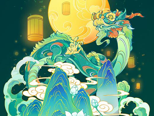 国潮包装插画——升龙