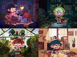 重畫一年多以前的圖會(huì)是什么樣/室內(nèi)場(chǎng)景插畫組圖