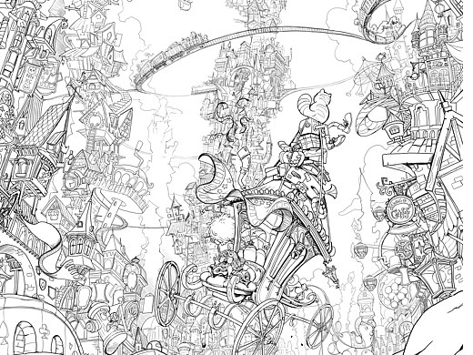 《不可思议的梦—下城区》插画草图和线稿