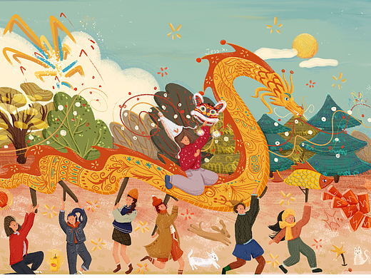 2024龍年新春賀圖（個人主頁-ZNjczNzQyNjg=） - 創(chuàng)作習(xí)作 - 站酷設(shè)計師杏仁兒Jess.X.原創(chuàng)素材 - 站酷ZCOOL