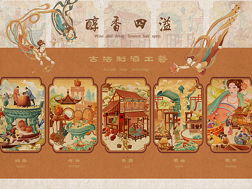 国潮插画-【国酒佳酿·醇香四溢】-酒