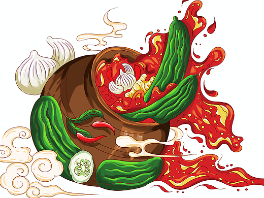 酱黄瓜插画设计 版权所有盗用必究 定制联系我
