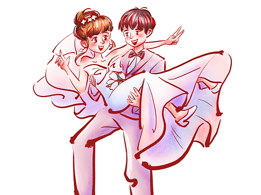 【新娘新郎-婚礼】爱情-结婚-情人节-七夕婚庆人物插画