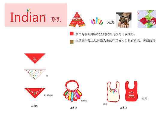 婴儿哈衣口水巾睡袋设计印第安元素
