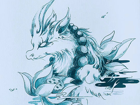 手绘临摹：风生兽（个人主页-ZMzQ5OTMyOTY=） - 创作习作 - 站酷设计师PAULINE设计工作原创素材 - 站酷ZCOOL