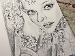 黑白画 印度美女