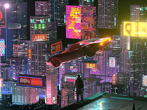 周练C4D赛博朋克渲染