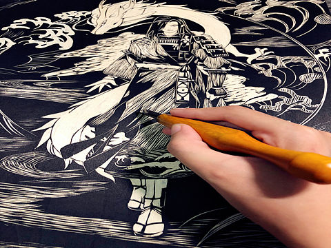 纯手工木刻版画 