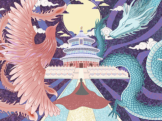 最美天坛插画