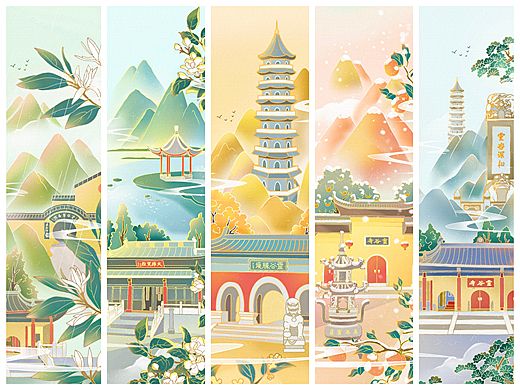【灵谷寺】国潮插画