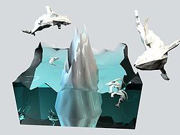 Cinema4d 练习二“冰山与飞鱼“