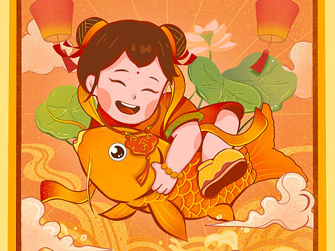 年画娃娃系列插画（个人主页-ZNTQ5NjkyNTY=） - 创作习作 - 站酷设计师不会画画的喵原创素材 - 站酷ZCOOL