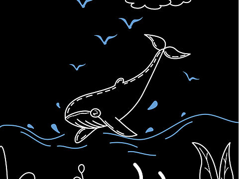 鲸鱼图案原创手绘