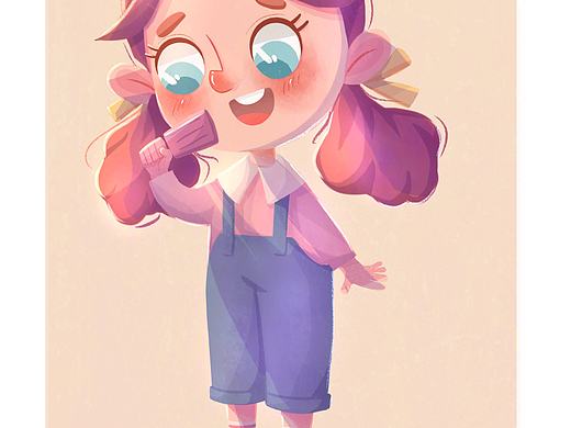 吃雪糕的小女孩