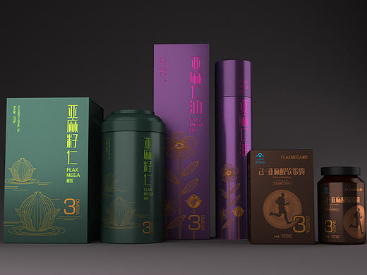 亚麻籽油包装设计、亚麻籽胶囊包装设计、亚麻籽仁包装设计
