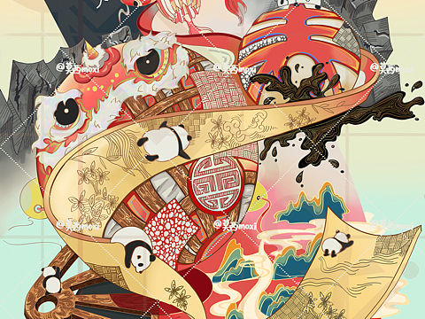传统节日插画（个人主页-ZNjA3MDEzNjA=） - 商业插画 - 站酷设计师莫西moxii原创素材 - 站酷ZCOOL