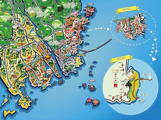 珠海城市卡通地图