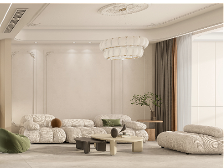 奶油风客餐厅客厅餐厅（个人主页-ZNjE0MTA0MzI=） - 家装设计 - 站酷设计师人间小西瓜原创素材 - 站酷ZCOOL