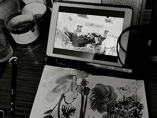 花朵墨画练习本