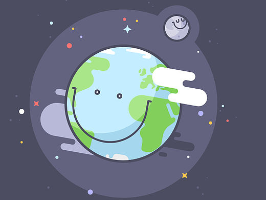 幸福的星球,幸福的月亮!插画,插图,app欢迎界面