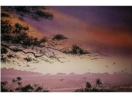 水彩――夕阳无限好（个人主页-ZMjYzMzI5NDQ=） - 绘画 - 站酷设计师七七小七七原创素材 - 站酷ZCOOL