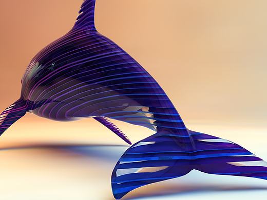 C4D制作玻璃质感的海豚