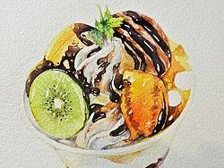 金鱼手绘美食——水果冰淇淋