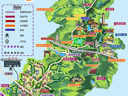 文化旅游手绘导游地图图设计