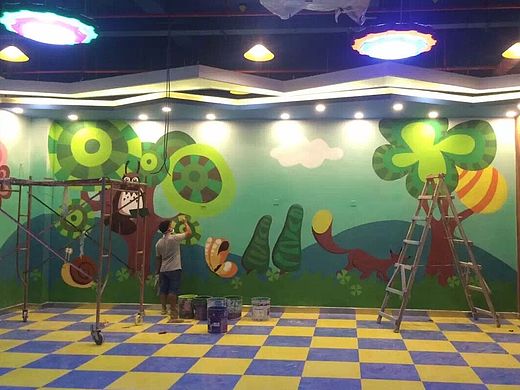 万达影城 游乐场 彩绘墙画