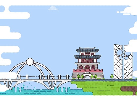潍坊标志性建筑插画